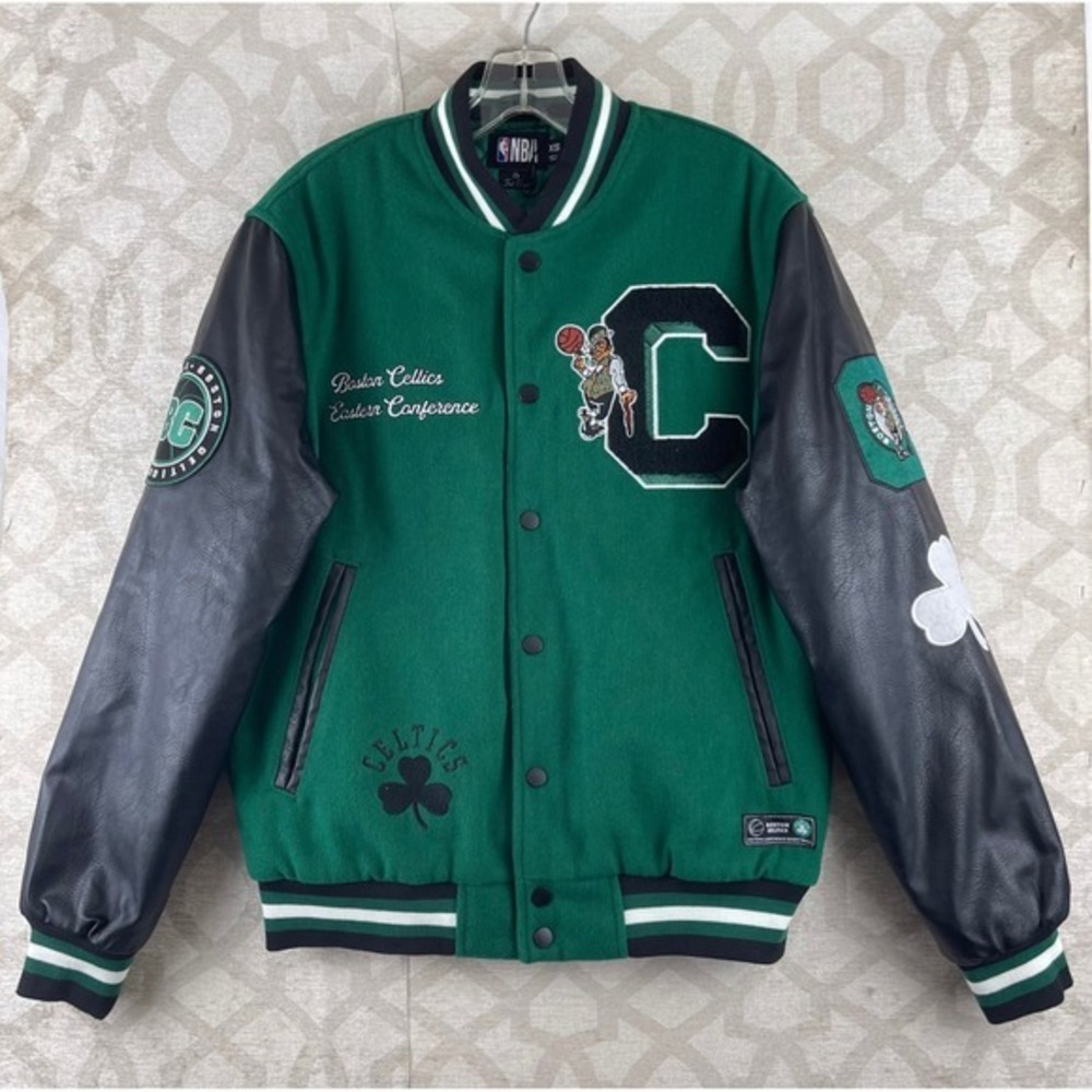 NBA Boston Celtics XS Green Varsity Letterman Jacket Faux Leather
